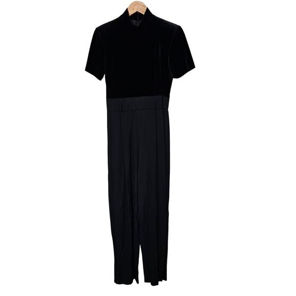 Vintage 90s John Roberts Velvet Jumper Womens Size 6 Black Mock Neck Whimsygoth - Picture 1 of 13